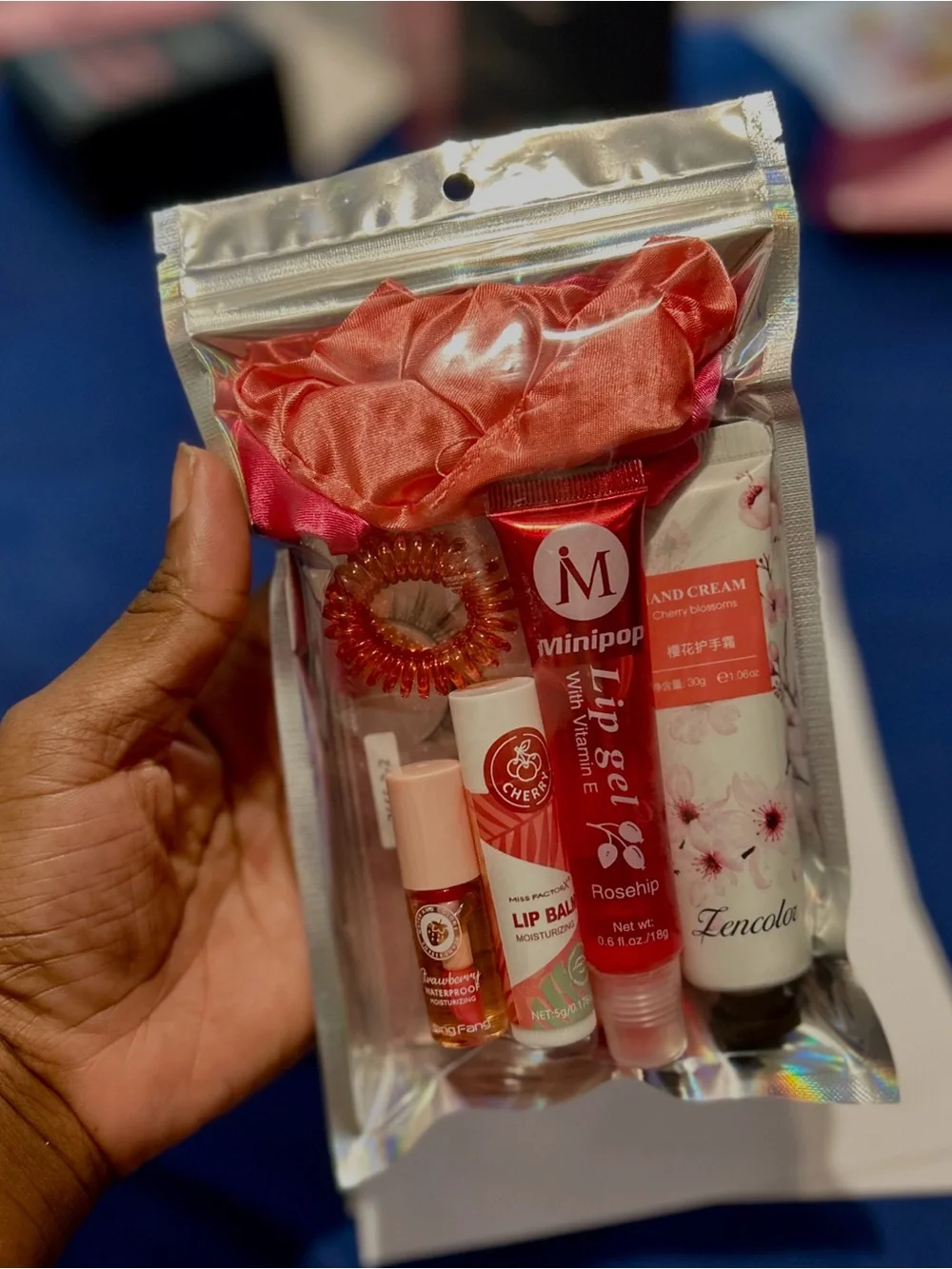 Rosehip Lip Gel & Travel Makeup Set in Coral Pink